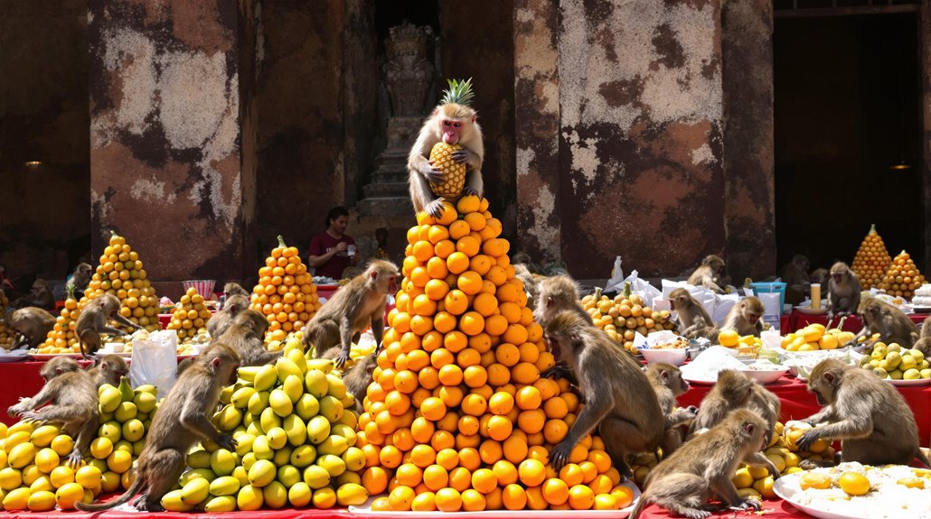 monkeys festively celebrate vibrant gathering